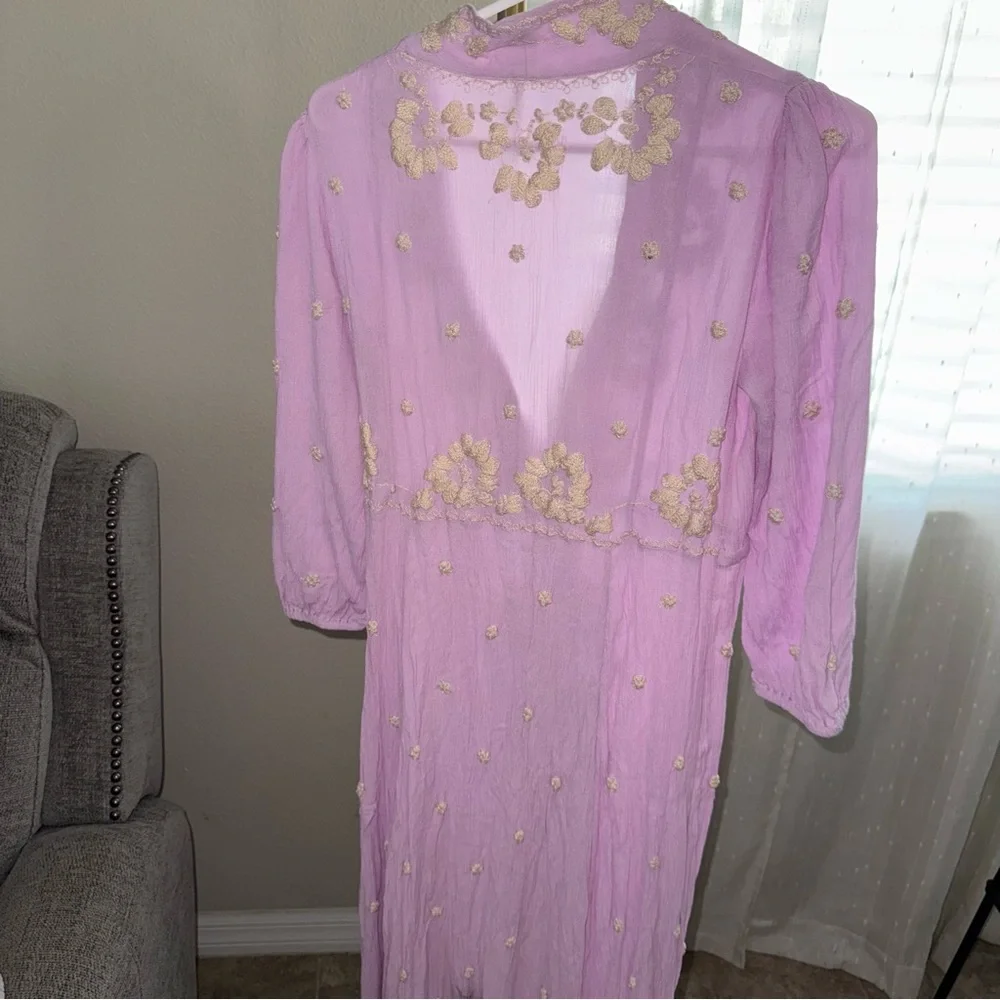 Free People Fable Dusty Lavender Embroidered Maxi Dress